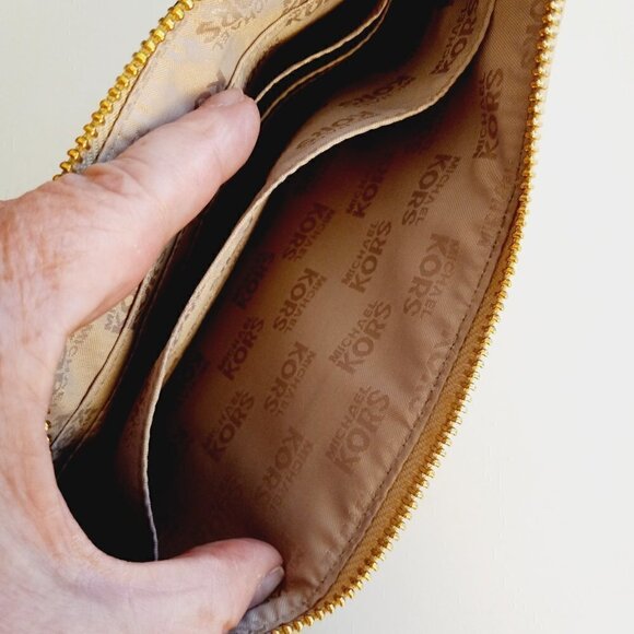 Michael Kors Tan Signature Wristlet Gold Stripe - Picture 5 of 9